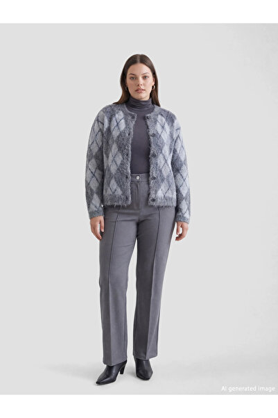 LC Waikiki Anthracite high waist Flared women's trousers