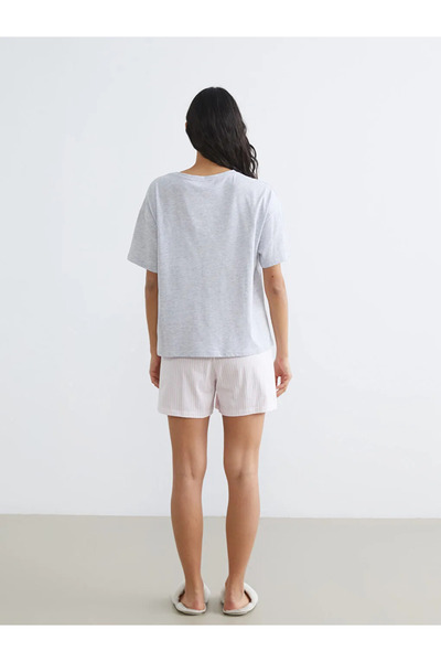 LC Waikiki Ροζ ριγέ γυναικείο σετ πιτζάμες με σορτς