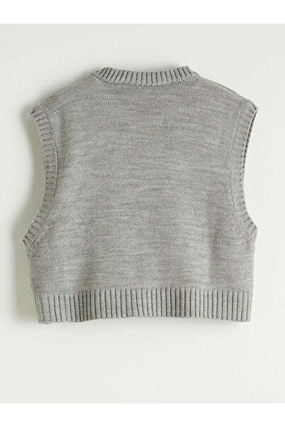 LC Waikiki Rochie și pulover gri pentru fete, cu guler tip bicicletă