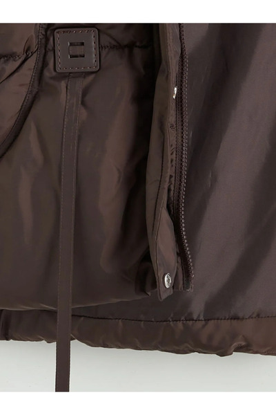 LC Waikiki Burgundy Hooded Oversized Women's Puffer Jacket