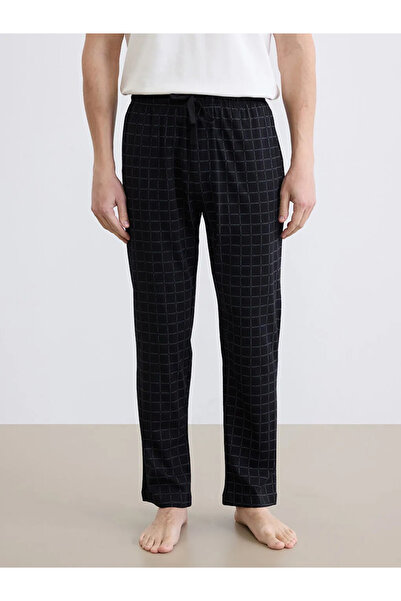 LC Waikiki Partea de jos de pijama pentru bărbați în carouri croi standard negru