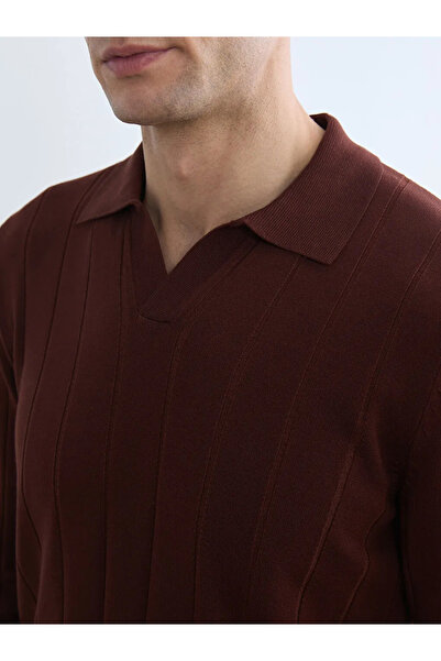 LC Waikiki Brown Polo Neck Men's Knitwear Sweater