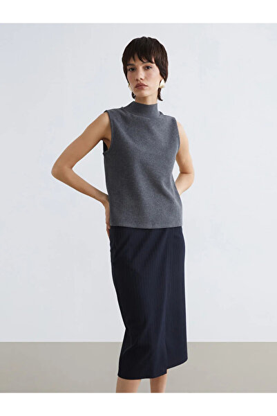 LC Waikiki Anthracite Half Turtleneck Corded Fabric Women's Knitwear Sweater