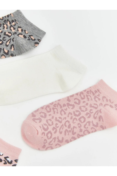 LC Waikiki Gray Leopard Patterned Women's Booties Socks, Pack of 5