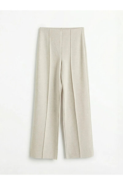 LC Waikiki Beige Elastic Waist Wide Leg Women's Trousers