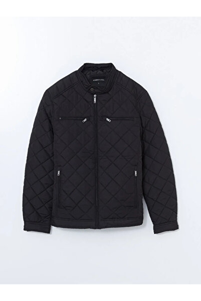 LC Waikiki Black Standard Fit Quilted Men's Coat