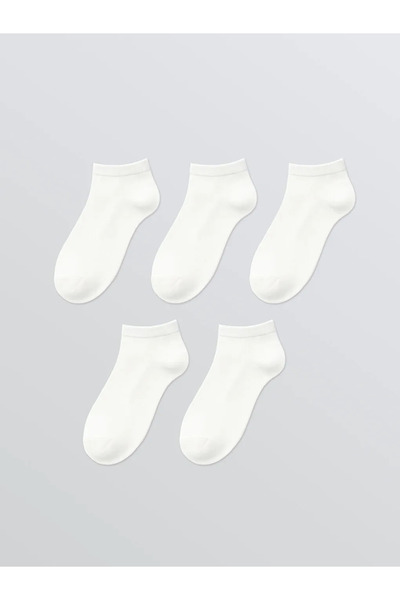 LC Waikiki White Women's Plain Booties Socks 5-Pack