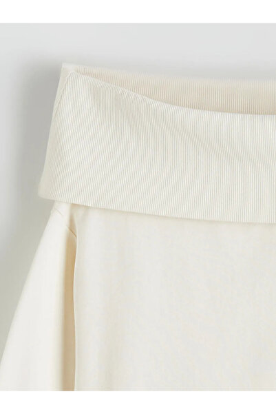 LC Waikiki Μπεζ γυναικείο φούτερ με λαιμόκοψη καγιάκ