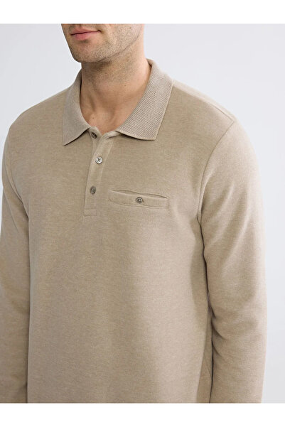 LC Waikiki Beige Polo Neck Men's Sweatshirt