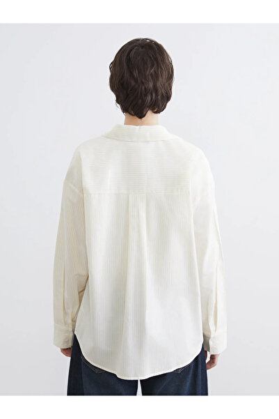 LC Waikiki Yellow Striped Oversized Poplin Women's Shirt