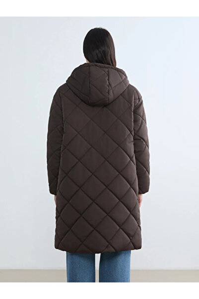 LC Waikiki Brown Hooded Quilted Women's Puffer Jacket