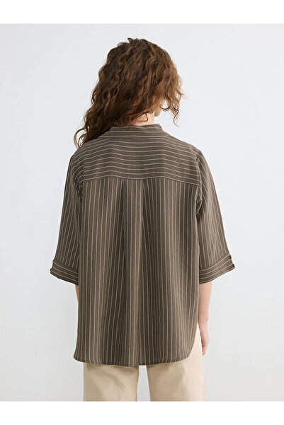 LC Waikiki Khaki Striped Women's Shirt