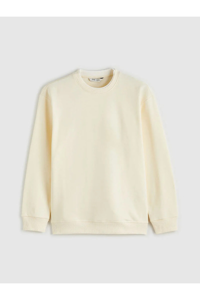 LC Waikiki Beige Crew Neck Men's Thick Sweatshirt