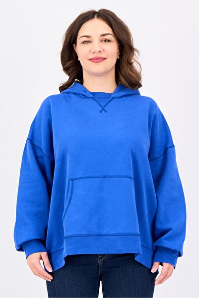 AMERICAN EAGLE Women Plain Long Sleeve Hoodie, Blue