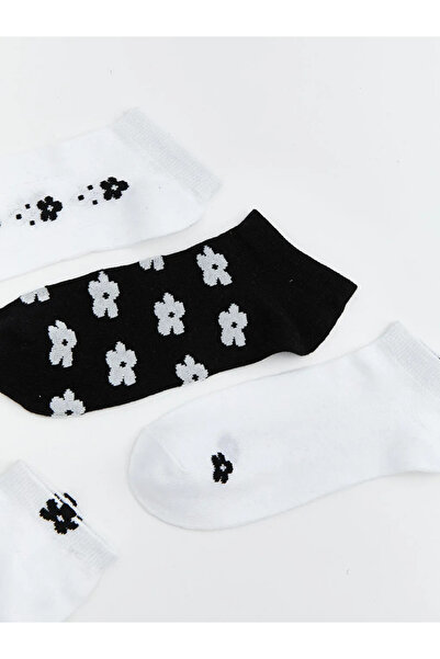 LC Waikiki White Floral Women's Booties Socks 5-Pack