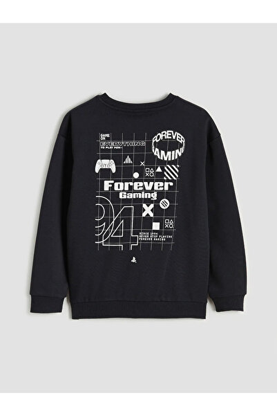LC Waikiki Антрацитова блуза с принт Playstation за момчета