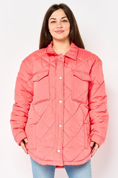 AMERICAN EAGLE Women Quilted Puffer Jacket, Coral