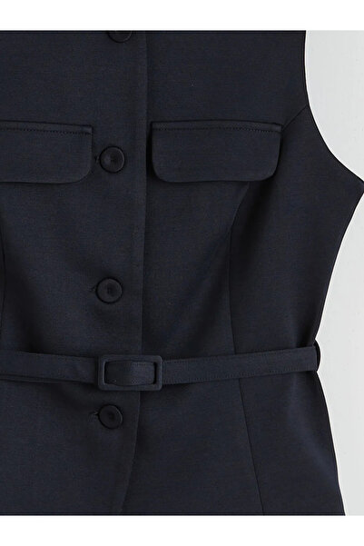 LC Waikiki Vestă de damă bleumarin, cu guler tip bicicletă și centură în talie