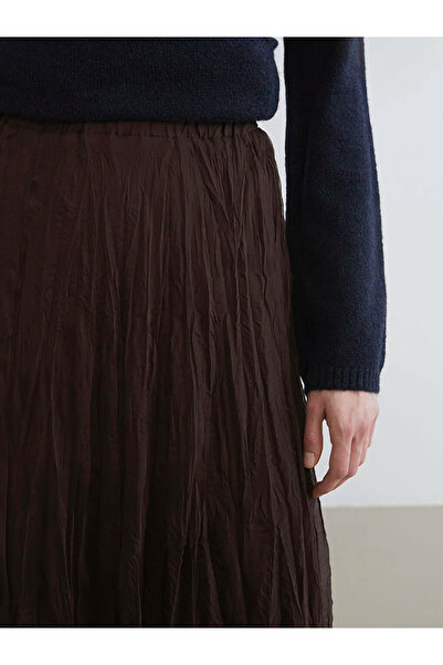 LC Waikiki Brown Elastic Waist Chiffon Skirt