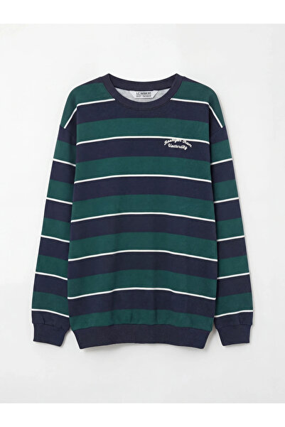 LC Waikiki Swea pentru băieți cu guler rotund dungi bleumarin tricou