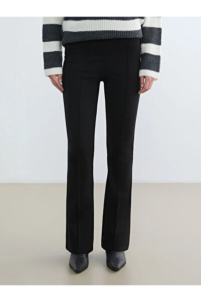 LC Waikiki Black Extra Slim Fit Flared Women's Trousers