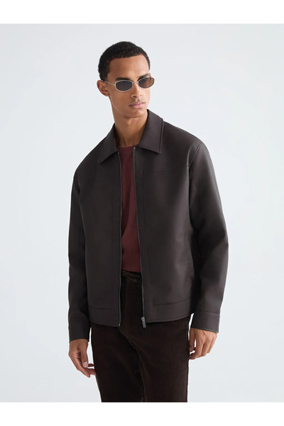 LC Waikiki Brown Standard Fit Men's Leather Look Coat