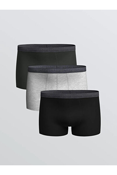 LC Waikiki Anthracite Standard Fit Cotton Flexible Men's Boxers 3-Piece