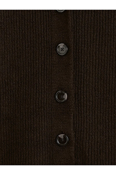 LC Waikiki Brown V-Neck Women's Knitwear Cardigan