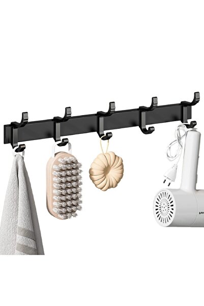 GLigeT Cuiere perete Ahaimy negre 5 cârlige duble cuier modern montare haină