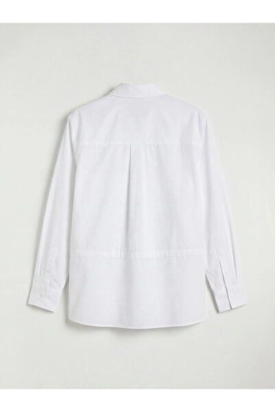 LC Waikiki White Stone Oversize Poplin Women's Shirt