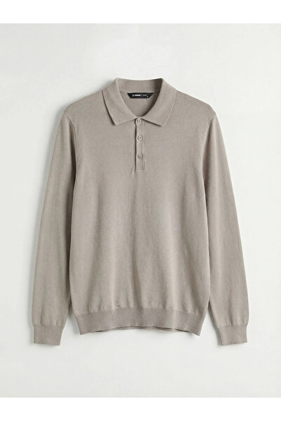 LC Waikiki Beige Polo Neck Men's Knitwear Sweater