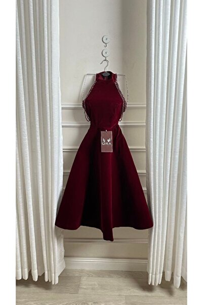 Ora short burgundy wool dress
