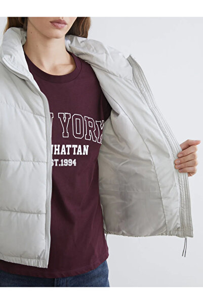 LC Waikiki Gray Mock Neck Women's Puffer Jacket