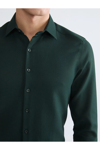 LC Waikiki Cămașă verde pentru bărbați slim fit Dobby