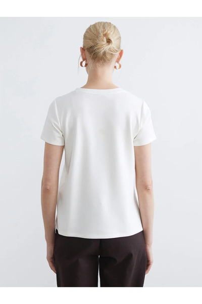 LC Waikiki Ecru Crew Neck Soft Touch Women's T-Shirt