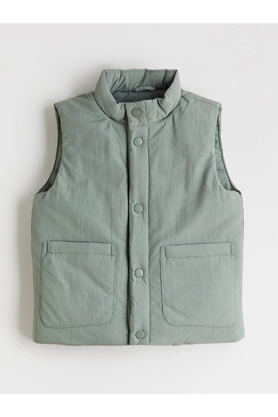 LC Waikiki Vestă puf pentru băiat cu guler înalt kaki