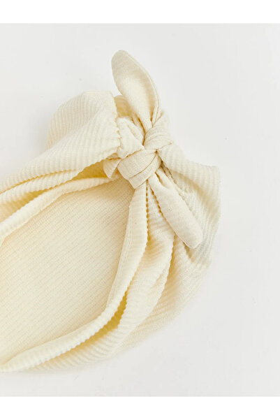 LC Waikiki Ecru Bow Figured Baby Girl Beanie