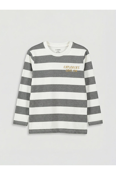 LC Waikiki Μπεζ μπλουζάκι για αγόρια με λαιμόκοψη ποδηλάτου, σετ 2 τεμαχίων