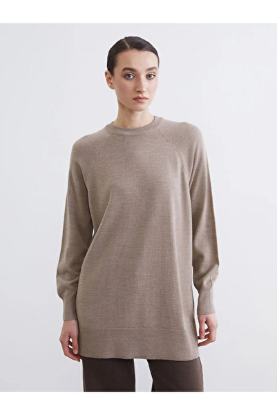 LC Waikiki Beige Crew Neck Women's Knitwear Tunic