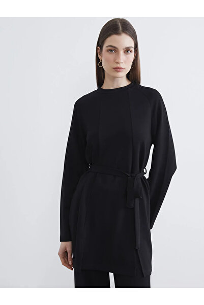 LC Waikiki Tunica neagră guler rotund pentru femei Swea tricou