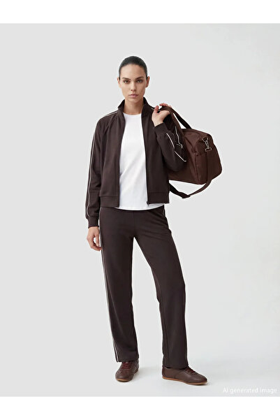 LC Waikiki Brown Oversize Modal Blend Women's Zippered Sweatshirt