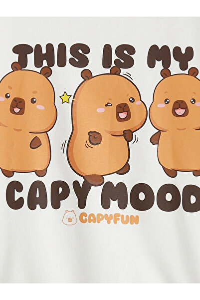 LC Waikiki Екру Capyfun дебела блуза с принт за момичета