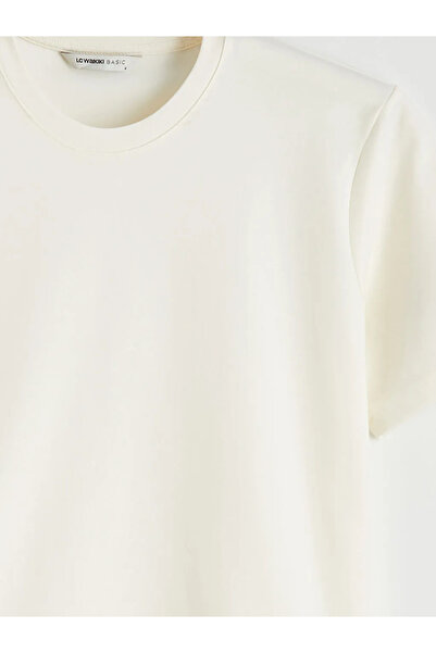 LC Waikiki Ecru Dry Touch Crew Neck Men's T-Shirt