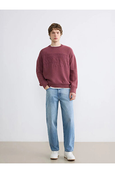 LC Waikiki سترة تريكو للرجال منقوشة برقبة دراجة البرقوق