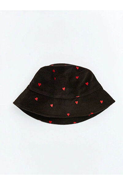 LC Waikiki Brown Heart Patterned Women's Bucket Hat
