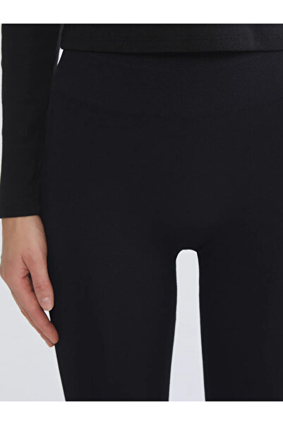 LC Waikiki بنطال رياضي أسود عالي الخصر للنساء خياطة مخفية