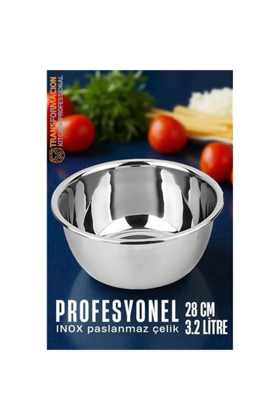 shopwave Brk Inox Bowl - 28 cm 3.2 Liter Mixing Bowl Professional 304 Stainle...