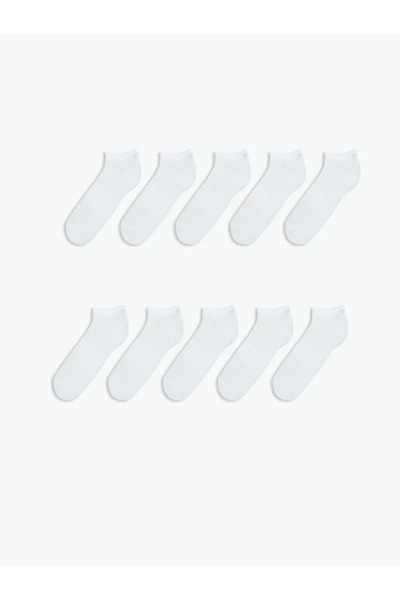 LC Waikiki White Men's Booties Socks 10 Pcs