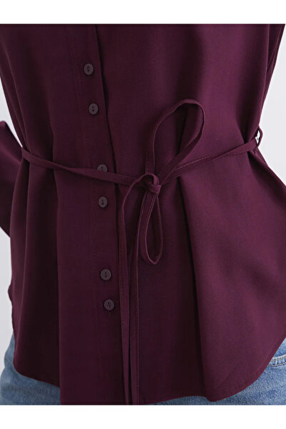 LC Waikiki Burgundy Tie-Up Women's Shirt