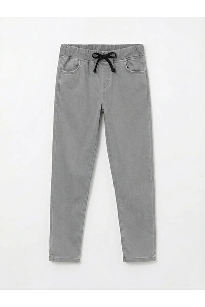 LC Waikiki Pantaloni din denim pentru băieți, gri, cu talie elastică, croială...